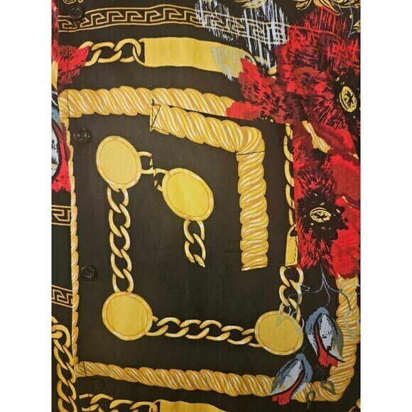 Reason Clothing Brand Large Shirt Black  Gold Cuban Links Zebra Floral‎ Print - Picture 5 of 14